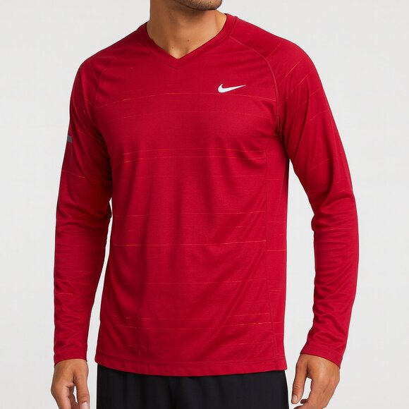 Nike Men's Miller Red Long Sleeve Dri-Fit Size Medium - Picture 1 of 7